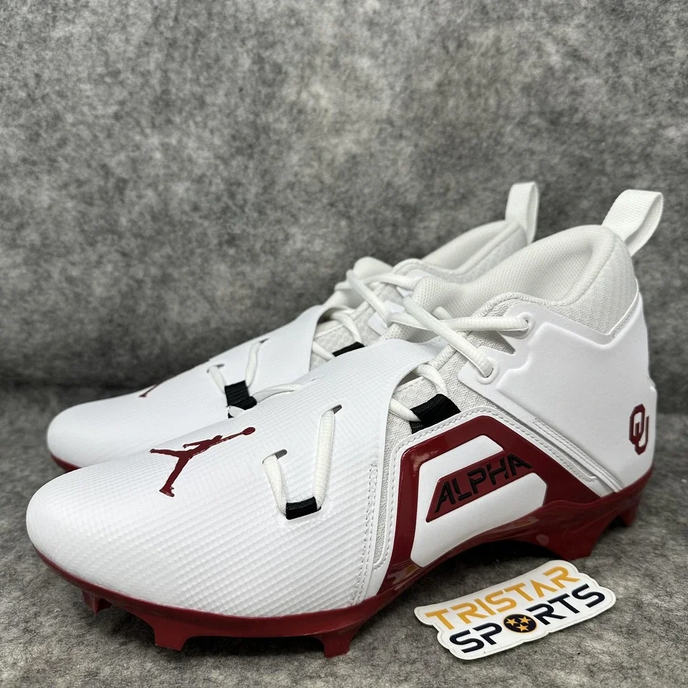 Oklahoma Sooners Football Cleats Mens 13.5 Wide Jordan Alpha Menace DH3367-104